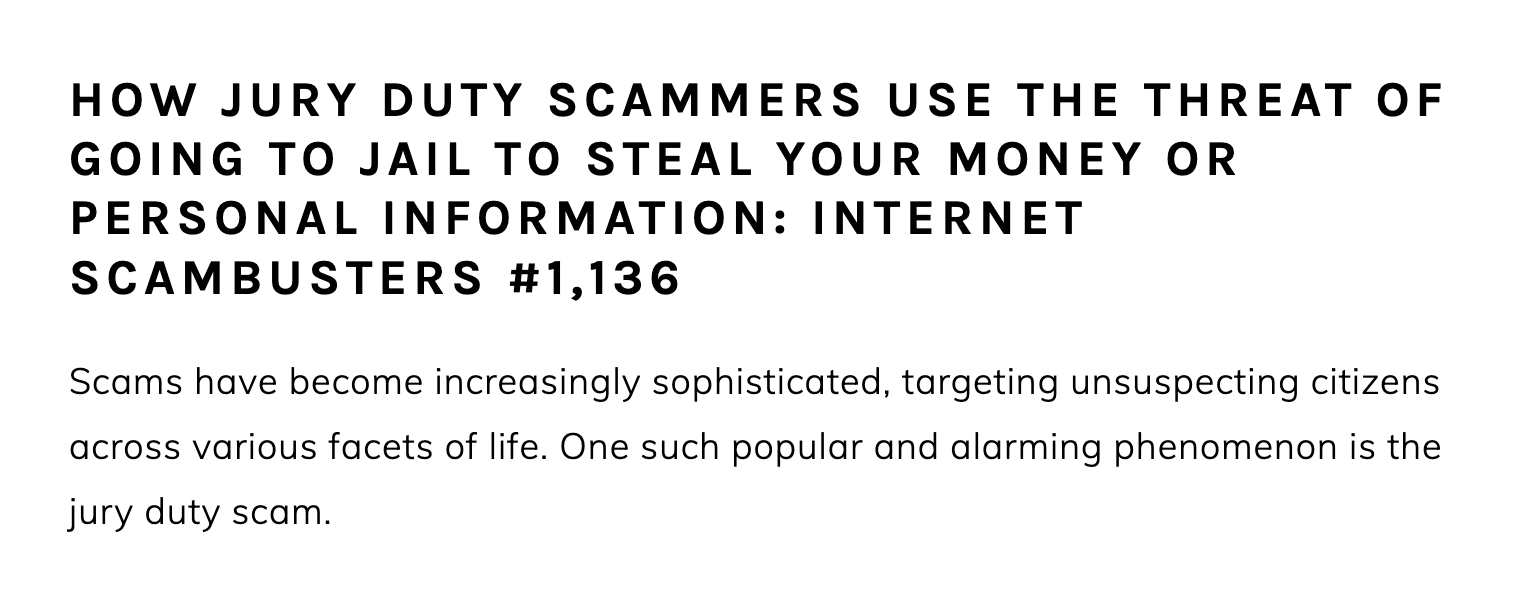 How I Fell for the Jury Duty Scam - by Bill Mitchell