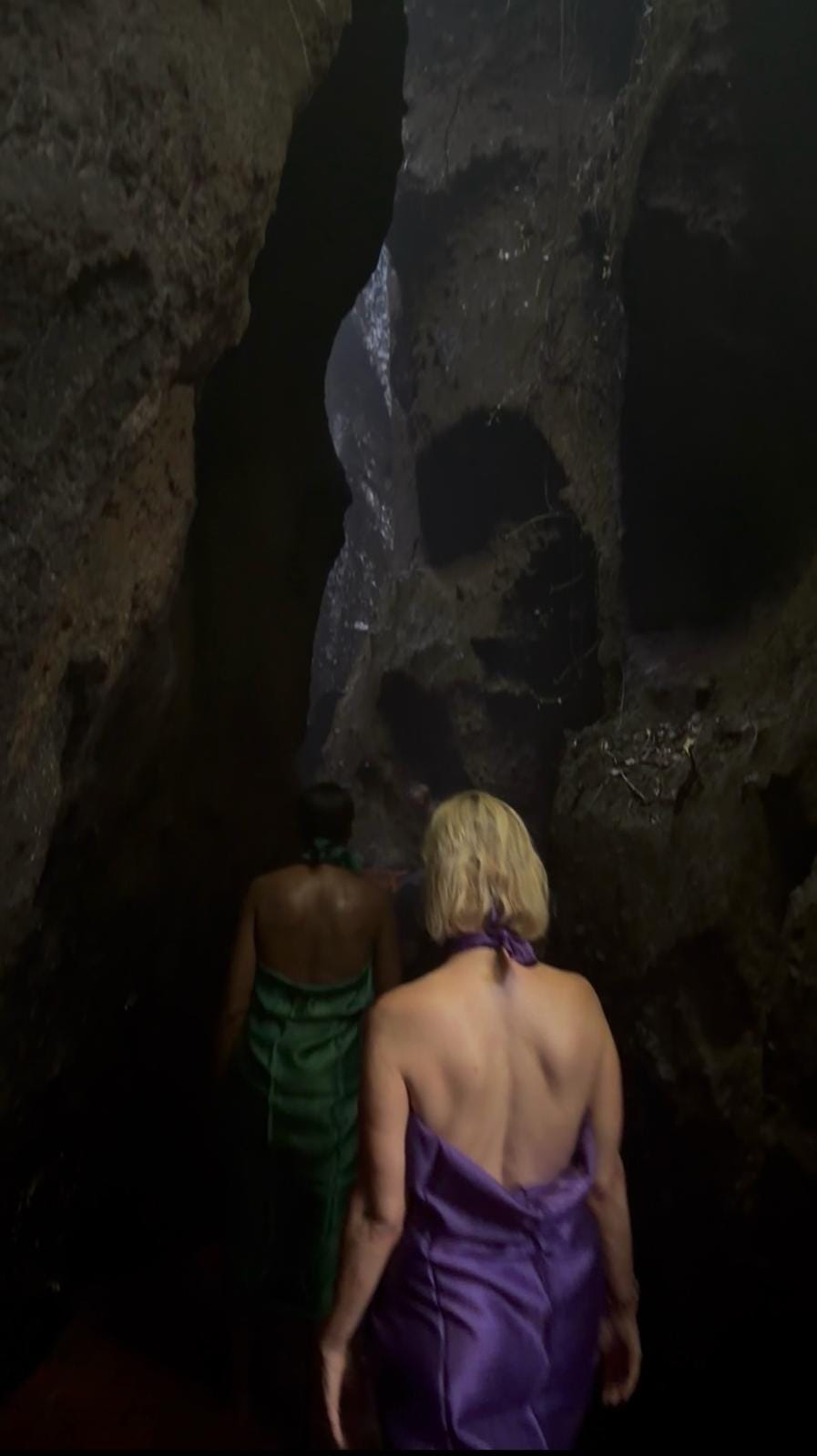 Misty jungle temple path in Bali after a waterfall cleansing ceremony.