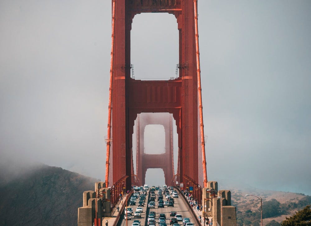 lot of vehicle on Golden Gate Bridge lot of vehicle on Golden Gate Bridge