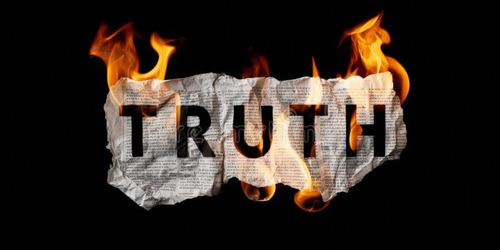 Paper with the word truth burning with orange flames, symbolizing the destruction of facts, the spread of fake news, and challenges to information integrity and freedom of speech. Freedom speech stock images, royalty-free photos and pictures