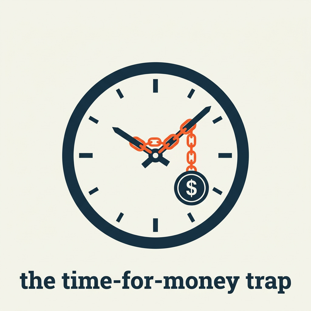 The time-for-money trap: when the clock stops, the coin stops. The time-for-money trap: when the clock stops, the coin stops.