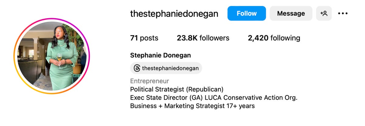 Donegan's Instagram profile
