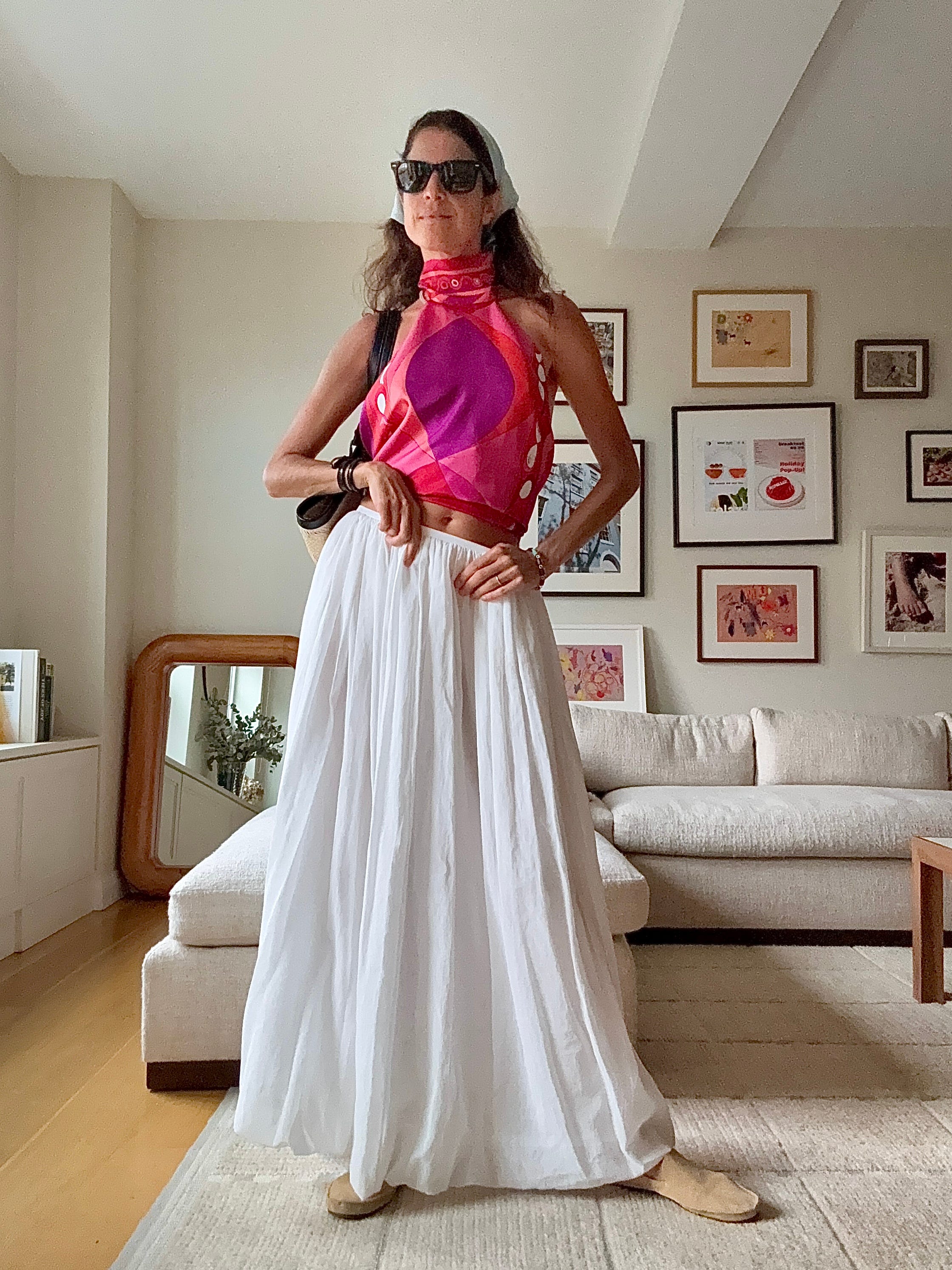 T-straps and maxi skirts