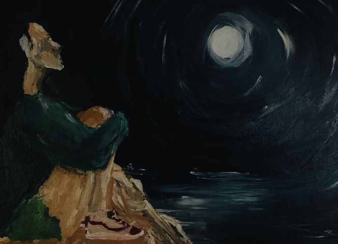 painting by VM | Painting, Night painting, Moon painting