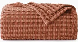 Bedsure Cooling Cotton Waffle Weave Blanket - Lightweight Breathable Blanket of Rayon Derived from Bamboo for Hot Sleepers, Luxury Throws for Bed,