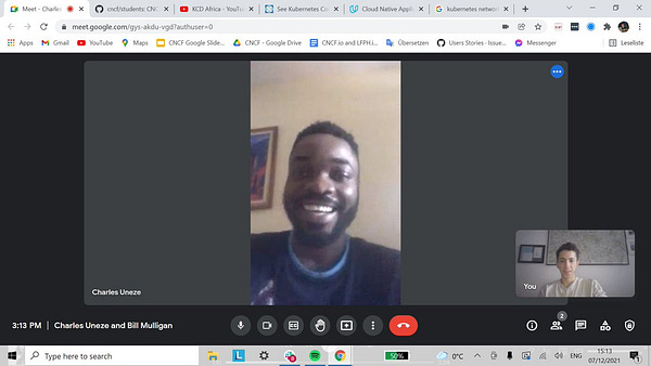 video call with Bill and Charles