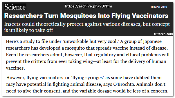 science magazine researchers turning mosquitoes into flying vaccinators