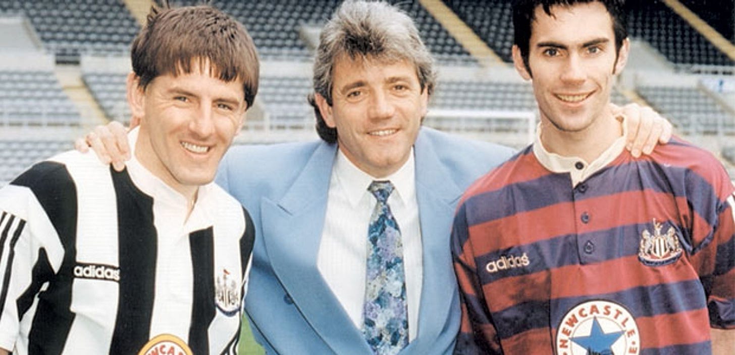 Keith Gillespie with Peter Beardsley and Kevin Keegan