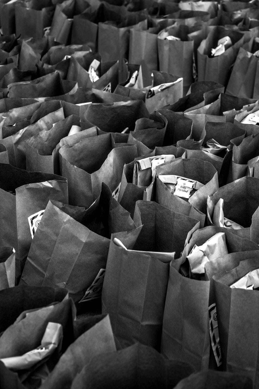 a large amount of brown paper bags a large amount of brown paper bags
