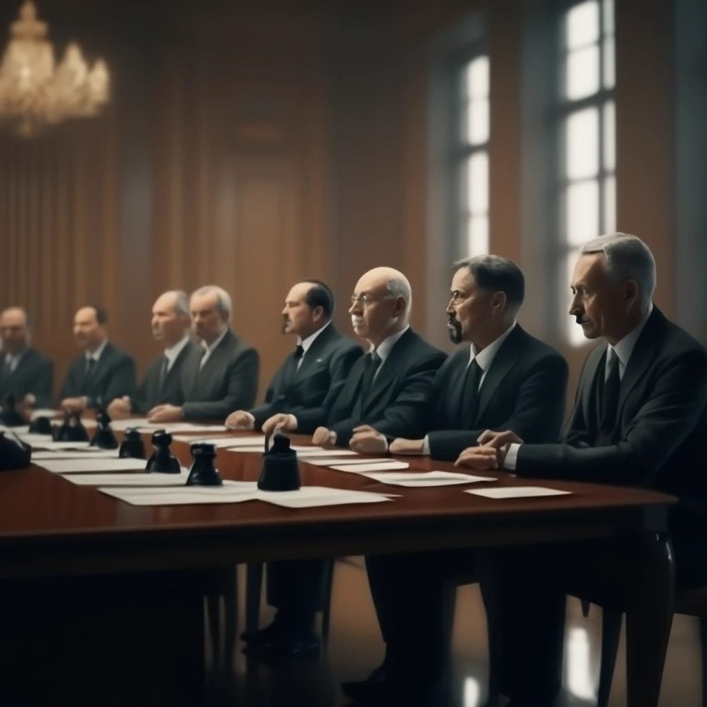 Diplomats at Treaty of Versailles negotiating end to World War 1