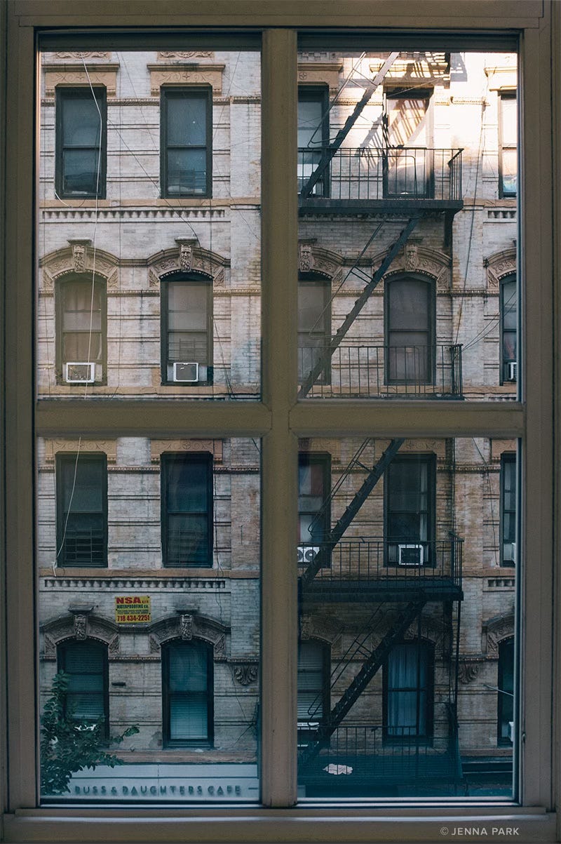 The lower east side seen through a window