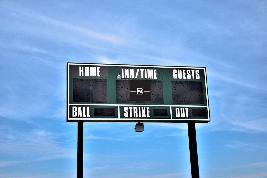 a scoreboard with some words on it a scoreboard with some words on it