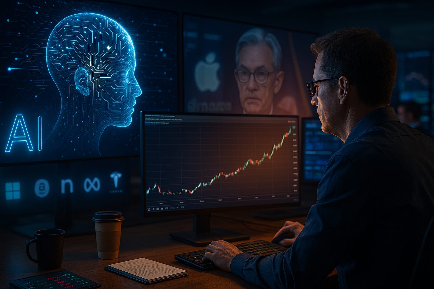 Split Screen Ticker Week Ahead: The Split-Screen Market — Where AI Fever Meets Fed Fatigue