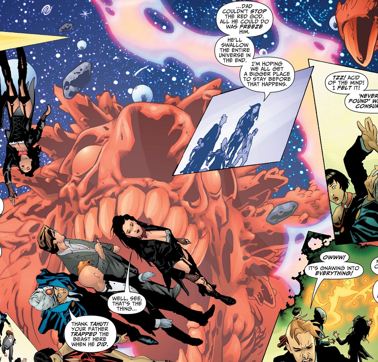 May be an illustration of text that says 'PAP COULDN RED ライン ALL በርር NCCU RED COULDD OULDD DO WAS GRE FREEZE THE ΓΗΕΕΝΤΙ ENTIRE ENTIRE NINERSE ERSE RSEIN THE I'M HOPING SIGGER WEALL PLACE GETe To STAY BER TAYBEFORE FFORE THAT HAPPENS, TZZI OF =THE MIND FOUND WEVE CONSUR 王主峰 WELL WELL,SEE SEE, THING... OWWW! IT'S GNAWING INTO EVERYTHING! THANK TAHUTI YOUR TRAPPEDTI O BEAST BEISTHERF ERE VHE He PID.'