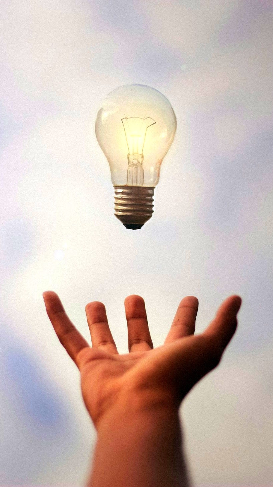 person catching light bulb