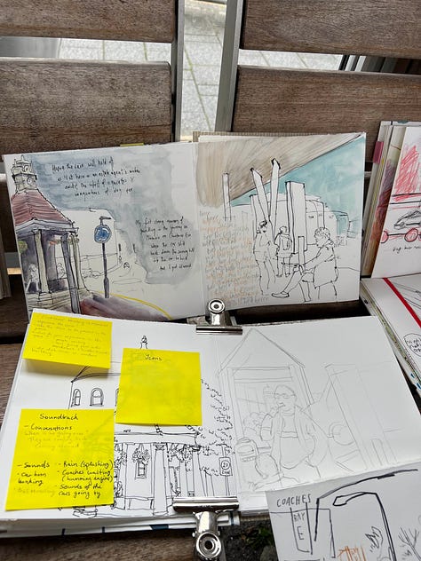 Sketchbook Stories from Newbury Bus station!