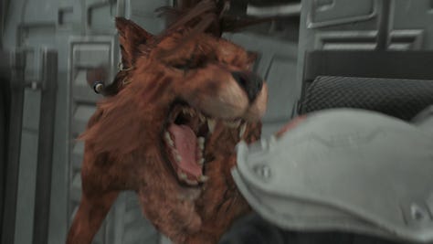 Red XIII attacks the helicopter pilots and later is found wounded and unconcious.