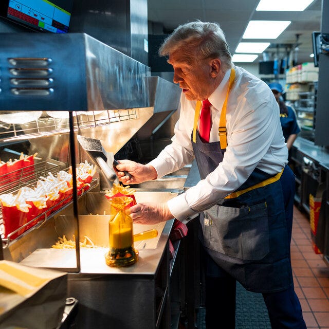 Trump Cooks and Serves Fries at a McDonald’s in Pennsylvania