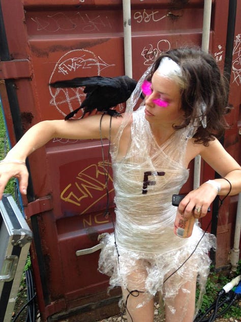 Saran wrap. Made for a performance with punk band "F".