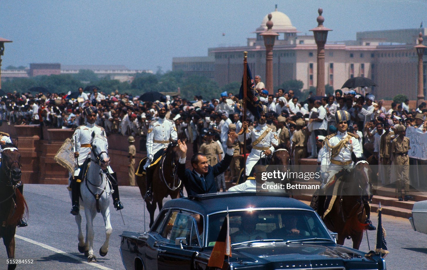 Nixon Waving to New Delhi People Nixon Waving to New Delhi People
