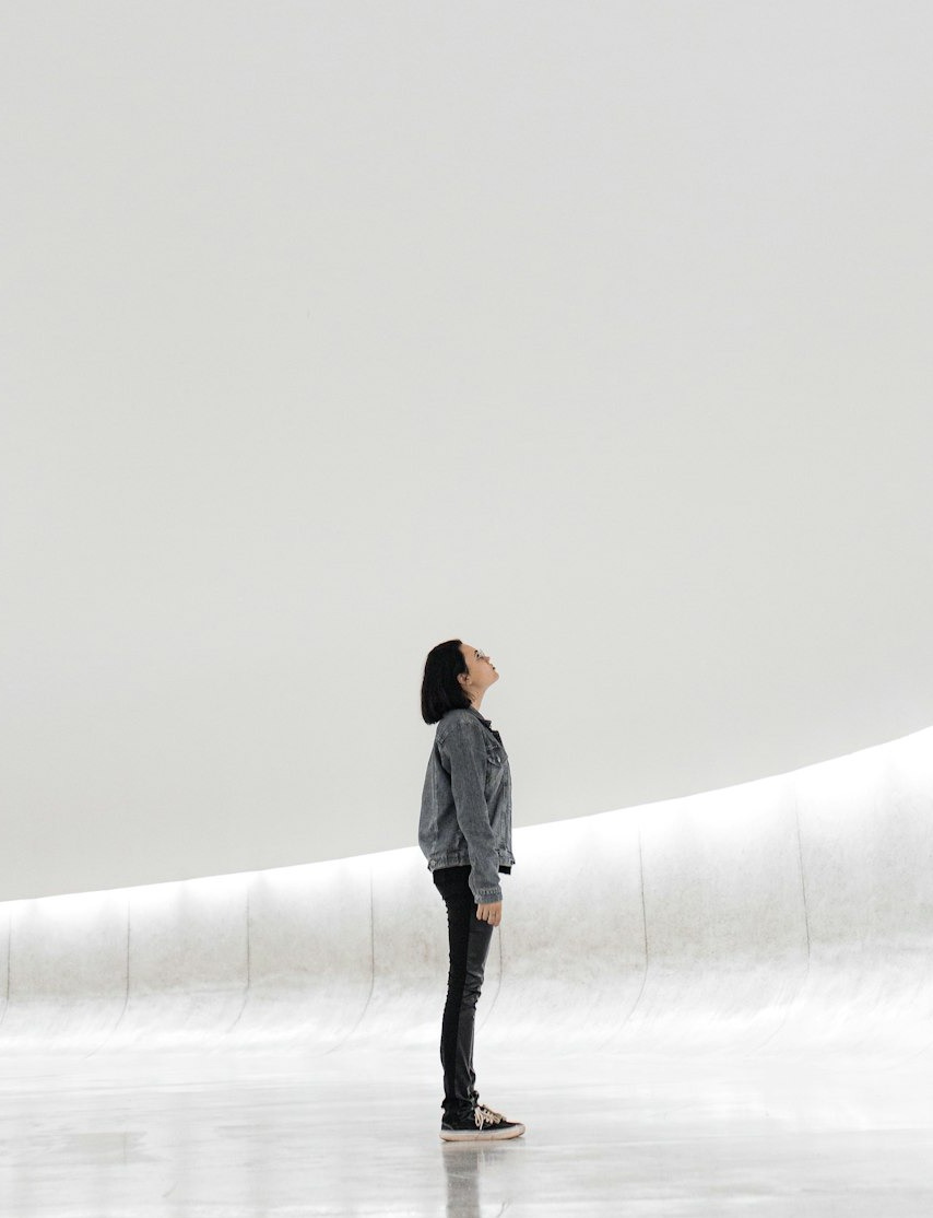woman standing on ice
