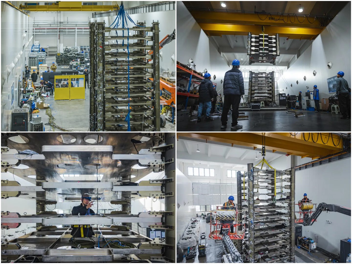 LandSpace’s stacked satellite deployment mechanism during vibration tests with low-fidelity representative spacecraft.