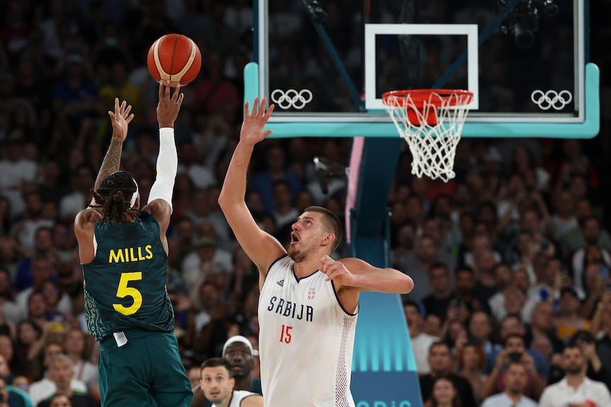 Patty Mills thrills for Boomers one last time at Paris Olympics, but sweat  and spirit not enough for Australia - ABC News