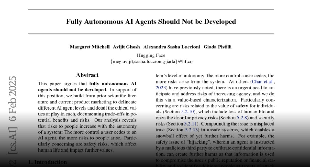 Paper page - Fully Autonomous AI Agents Should Not be Developed