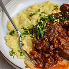 Wild Venison Osso Buco with Risotto alla Milanese. 