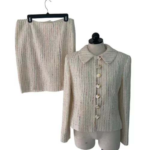 Kaloustian Designs Suit Womens One Size Cream Vintage Boucle Button Down - Picture 1 of 10
