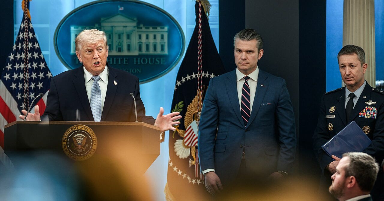 https://upload.wikimedia.org/wikipedia/commons/thumb/3/37/President_Donald_Trump_updates_members_of_the_media_on_the_rescue_of_missing_U.S._airmen_in_Iran_%28P20260406DT-2801%29.jpg/1280px-President_Donald_Trump_updates_members_of_the_media_on_the_rescue_of_missing_U.S._airmen_in_Iran_%28P20260406DT-2801%29.jpg?utm_source=commons.wikimedia.org&utm_campaign=index&utm_content=thumbnail