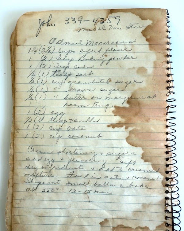 Recipe booklet with recipe for oatmeal macaroons