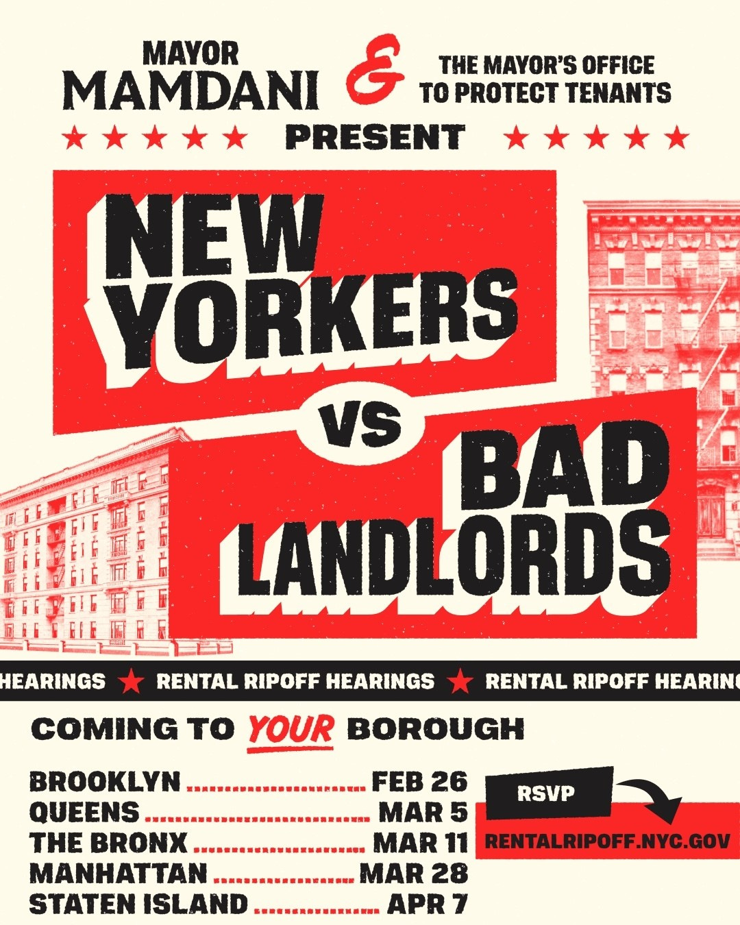 Flyer, Mayor Mamdani present "New Yorkers vs Bad Landlords" Flyer, Mayor Mamdani present "New Yorkers vs Bad Landlords"