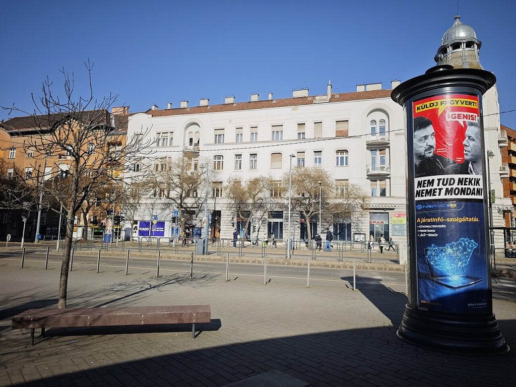 Hungarian election posters in Budapest during the 2026 parliamentary election campaign. Hungarian election posters in Budapest during the 2026 parliamentary election campaign.