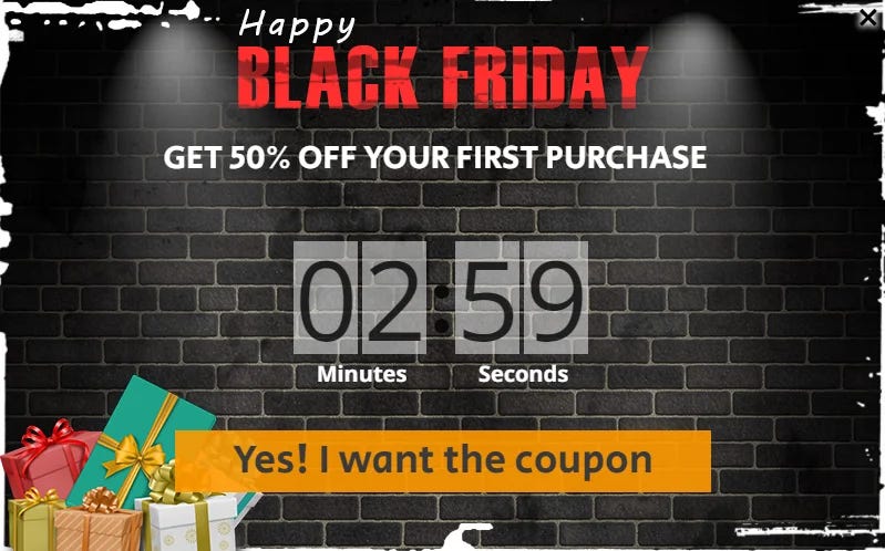 Black friday exit intent popup 