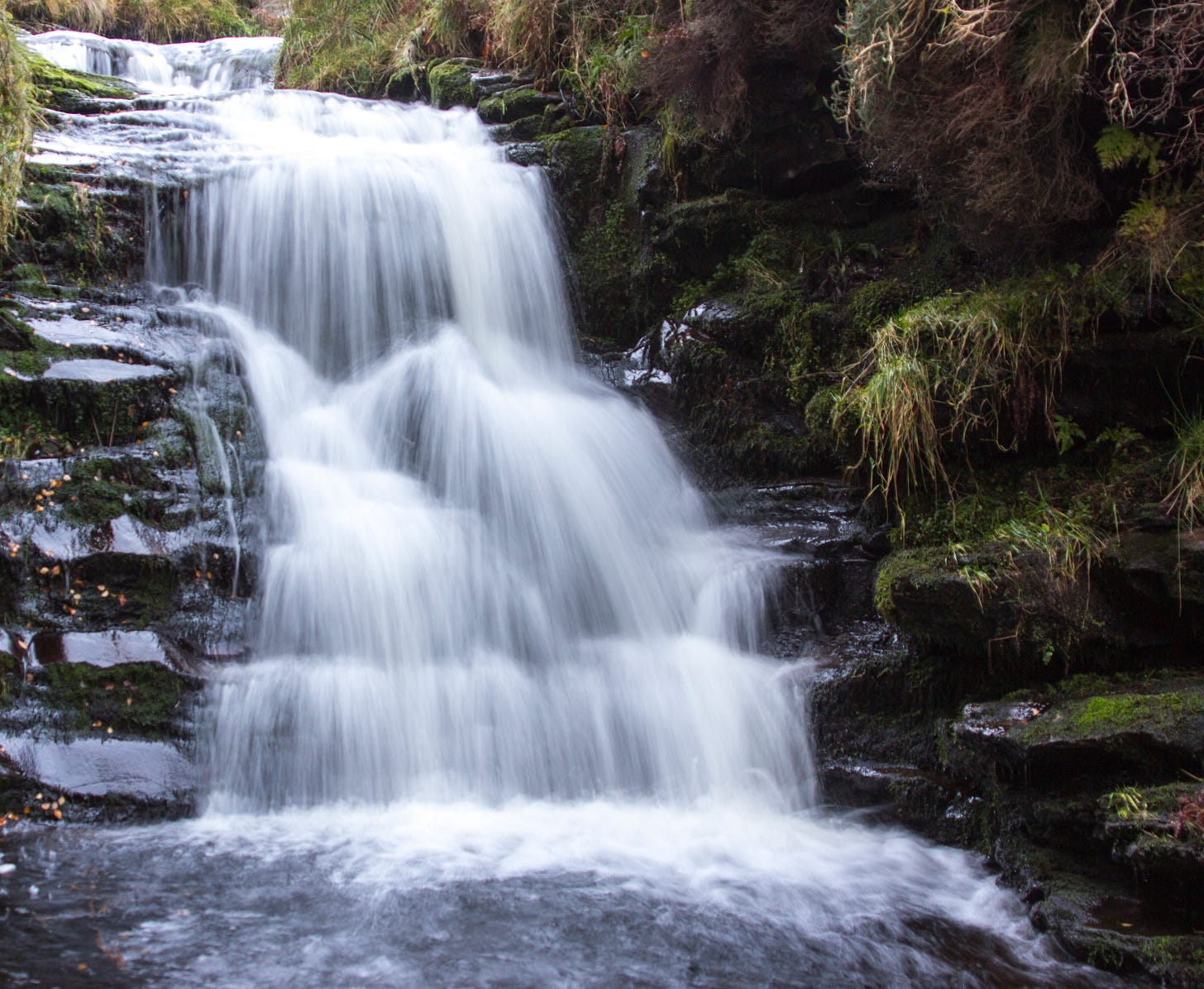 Waterfall along Grindsbrook in the Peak District