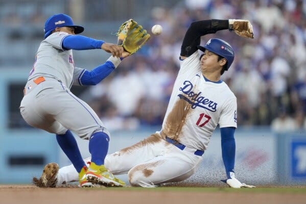 Shohei Ohtani stolen base streak ends at 36 in NLCS, caught for first time  since July 22 | AP News