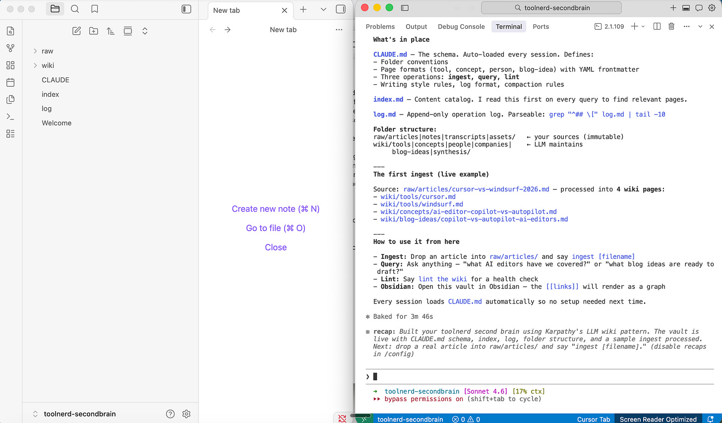 Generated structure after initial setup
