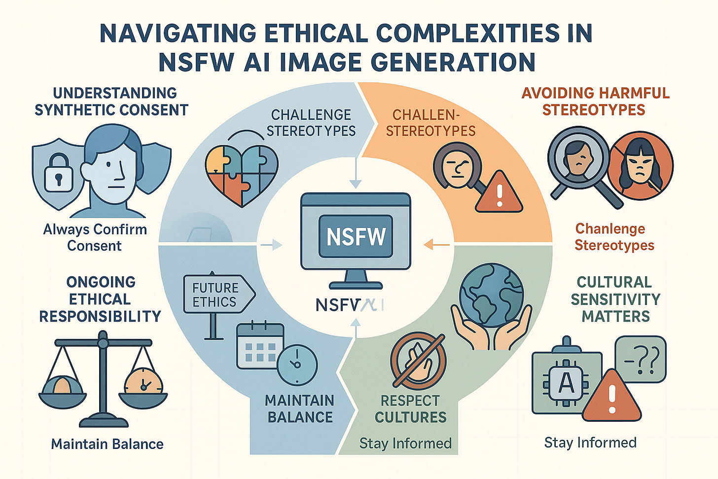Abstract image symbolizing the ethical considerations and creative potential of using an NSFW AI image generator.