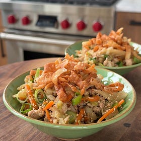 Egg Roll Bowl with Wonton Crisps