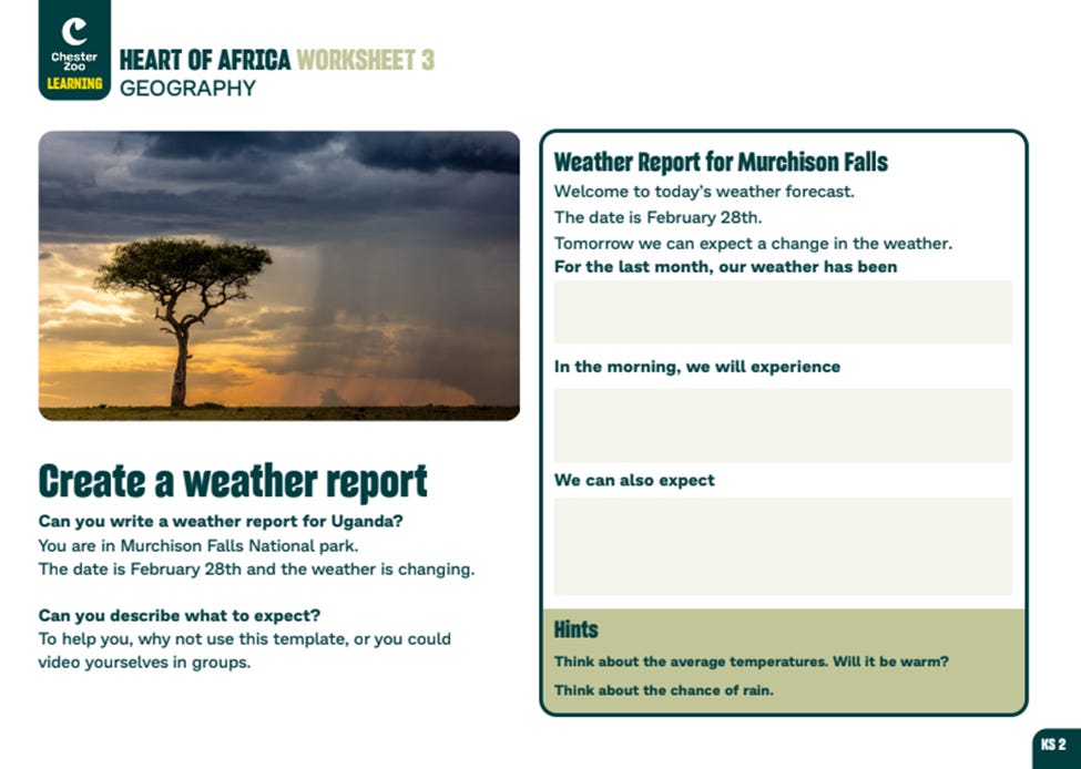 A snapshot of a learning resource about Africa.