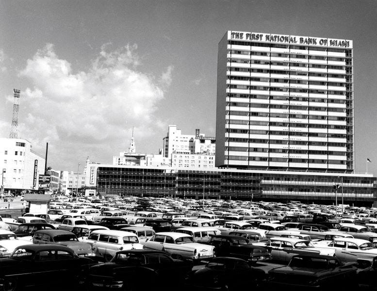 Figure 4: First National Bank building at 100 South Biscayne Boulevard in 1959. Figure 4: First National Bank building at 100 South Biscayne Boulevard in 1959.