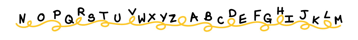 A series of letters from the alphabet artfully strung together.