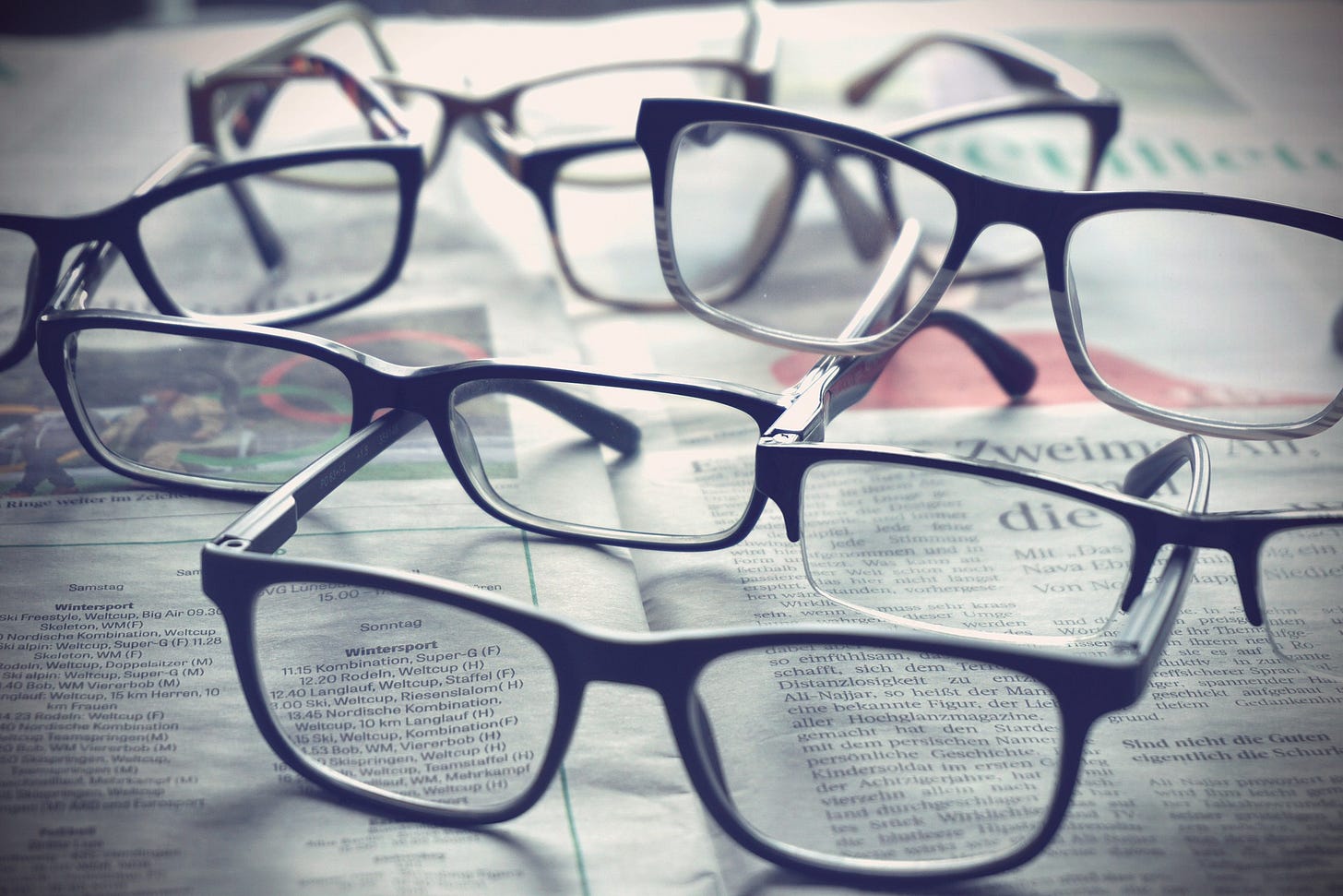 Eyeglasses on a table