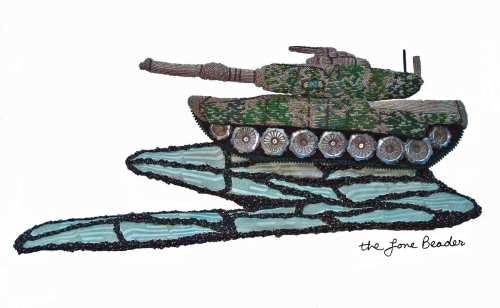 MilitaryTankSignaturePhoto beaded military tank bead embroidery iraq afghanistan war on terror cambridge art