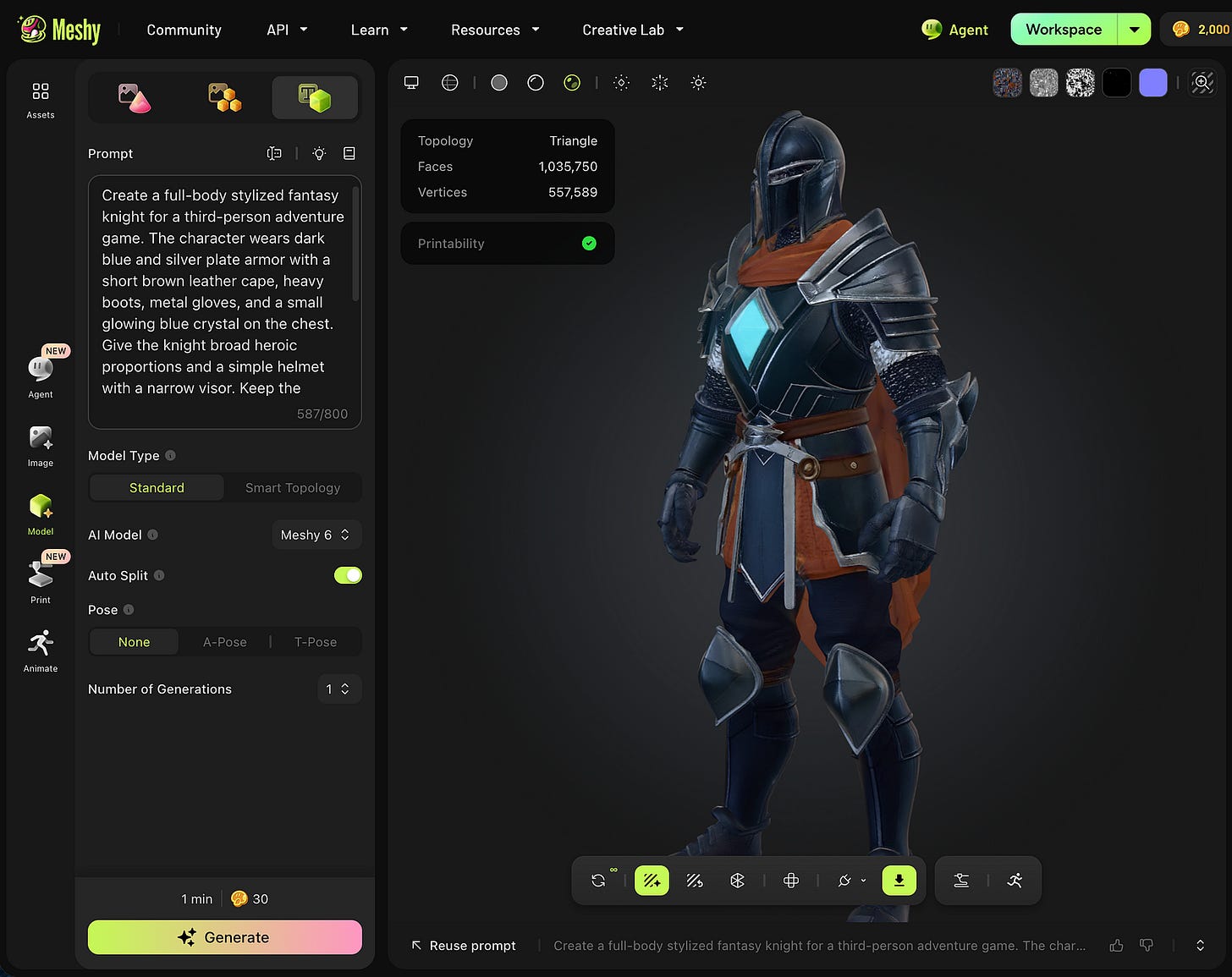 A model of a warrior generated with Meshy AI. Image by Jim Clyde Monge A model of a warrior generated with Meshy AI. Image by Jim Clyde Monge