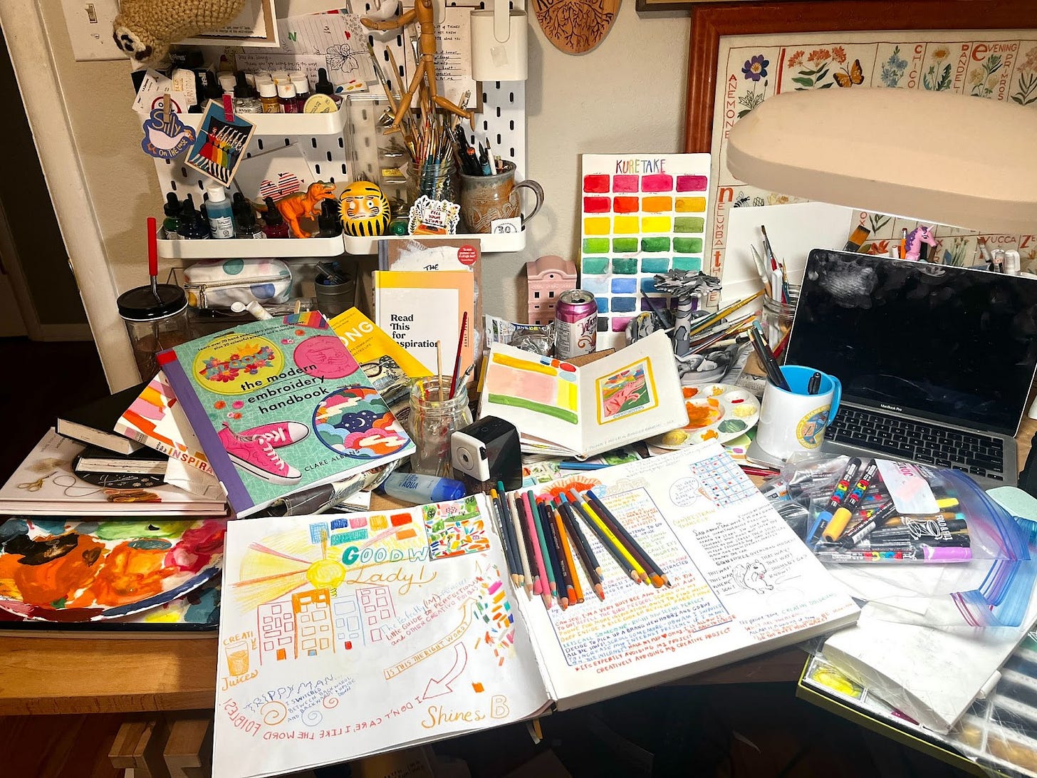 My very very messy art table