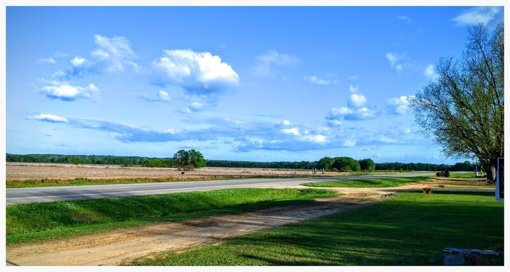 Setting of the Tukabatchee historical marker, looking in the direction of the former town, Elmore County, Alabama