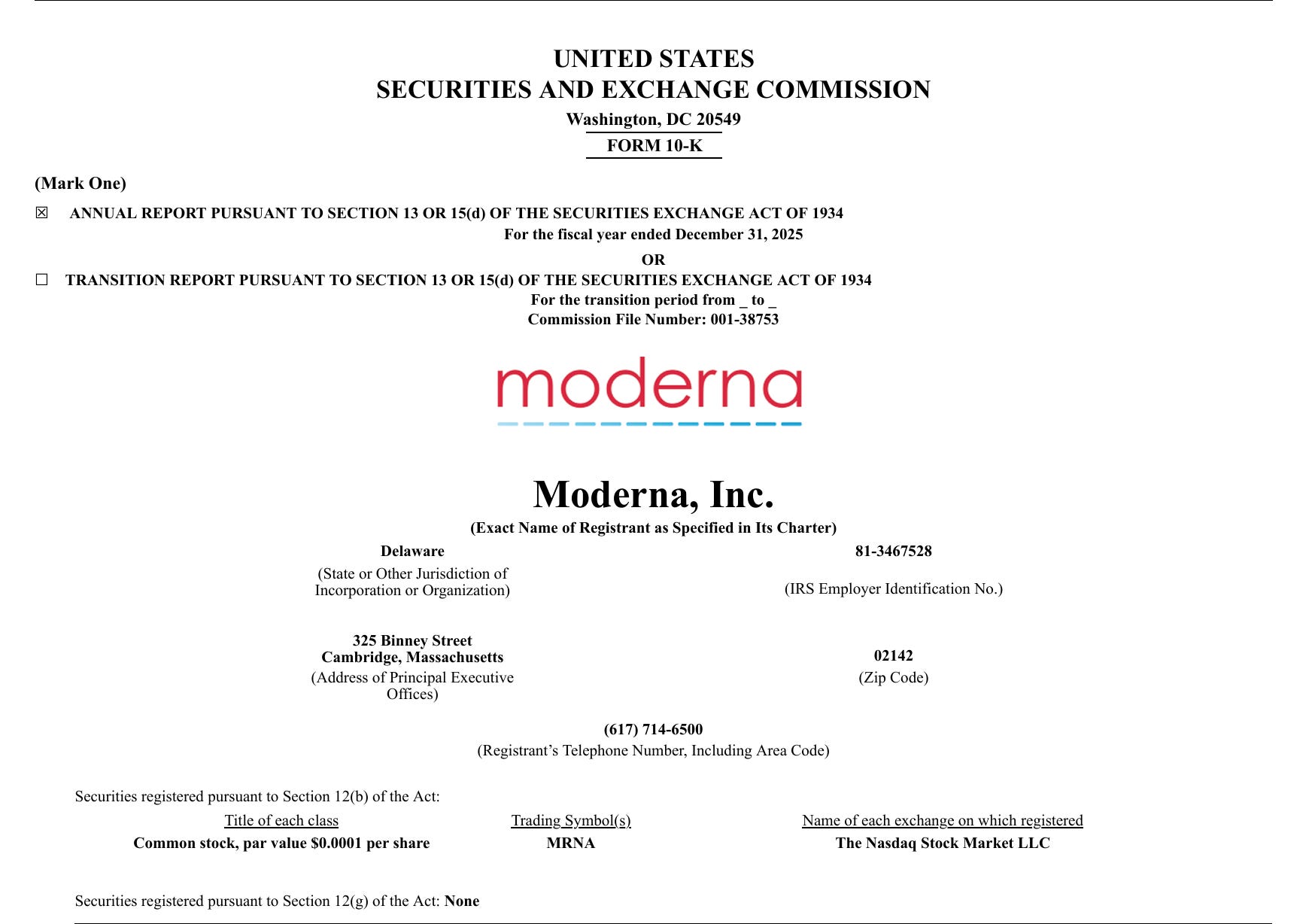 Moderna Form 10-K 2025 - by DrBines verbales Vitriol