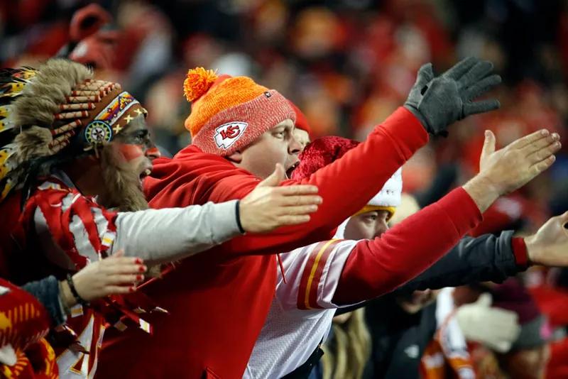 Kansas City Chiefs fans chanting and doing “the chop” in 2018